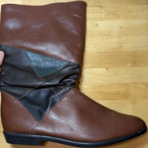 Wua Loon | Women's Slouchy Leather Boots | Size 8 | Saddle Brown.